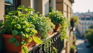 Cultiver des aromates dans une balconnière en plein soleil
