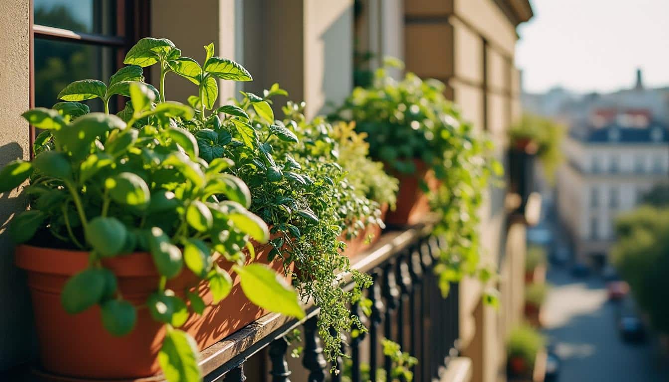 Cultiver des aromates dans une balconnière en plein soleil