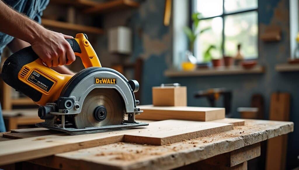 Scie circulaire Dewalt sur table : puissance et précision garanties